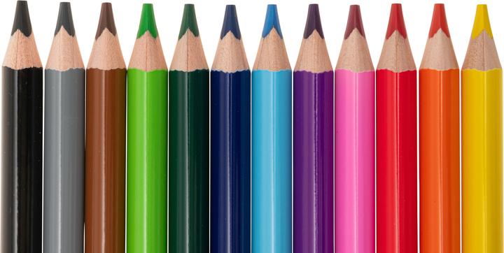 Image du produit Betzold 144 crayons triangulaires épais (17,5 cm) dans une boîte en bois (Multicolore, 1 x)