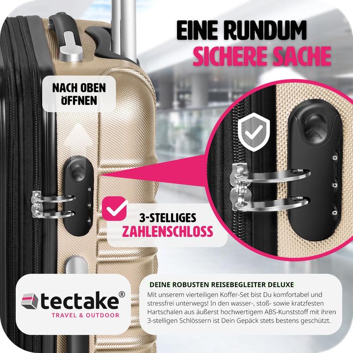 Produktbild tectake Hartschalenkofferset 4-tlg. (106 l, Handgepäck (bis 50l), M (50 - 90l), L (90 - 115l))