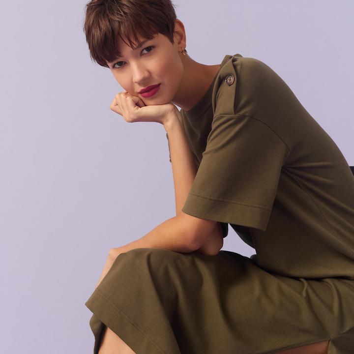 Produktbild La Redoute Collections Langes Jerseykleid mit Knopfleiste an der Schulter (M)