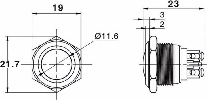 Produktbild Purecrea Einbau Drucktaster IP67 Edelstahl 16mm 2P