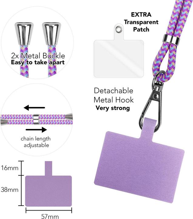 Actual product image Nalia Universal mobile phone necklace with pad
