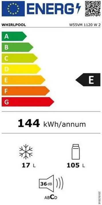 Energie-Label Whirlpool W55VM 1120 W CH 2 (122 l)