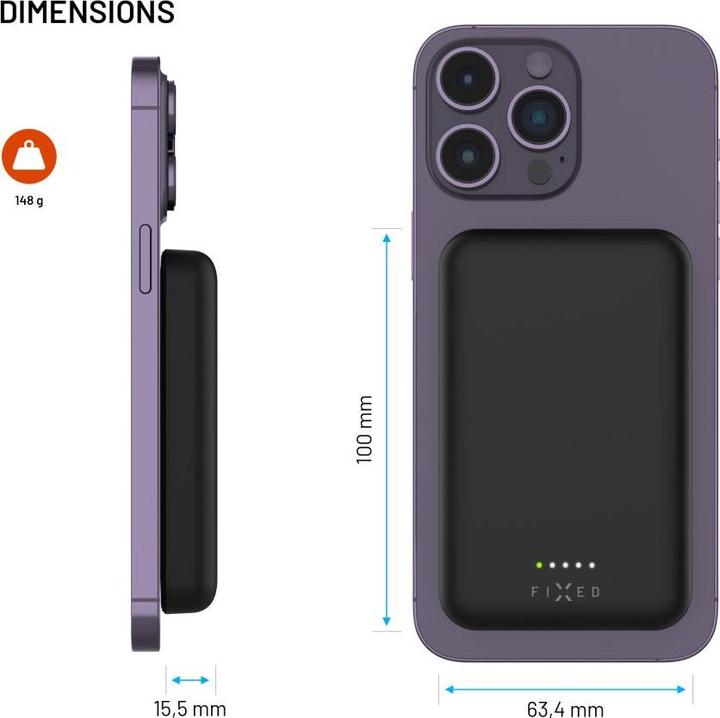 Actual product image Fixed MagZen Trådløs PD 20W Power Bank 10.000 mAh Sort Powerbank - Sort - 10000 mAh (10000 mAh, 12 Wh)