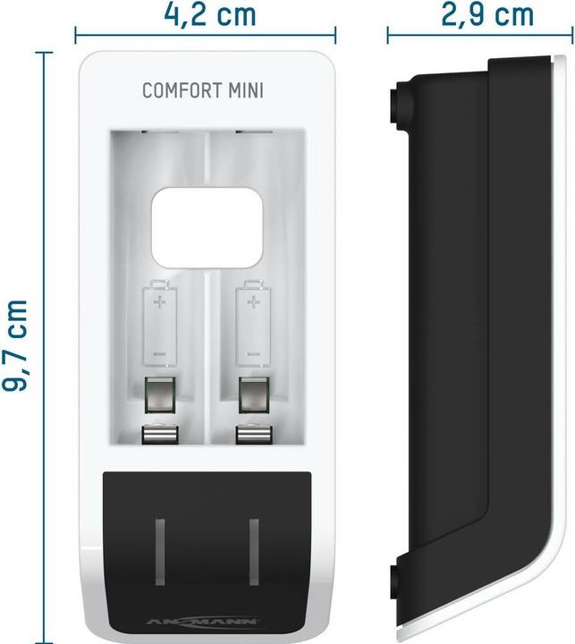 Actual product image Ansmann Comfort Mini charger incl. 2 AA Mignon batteries 2100 mAh (1 pcs., AA, AAA, 800.80 mAh, Rechargeable battery)