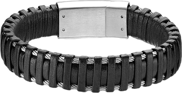 Actual product image Star Piercing Leather bracelet black with two straps silver (20.30 cm, Leather, without brass, Surgical steel 316L)