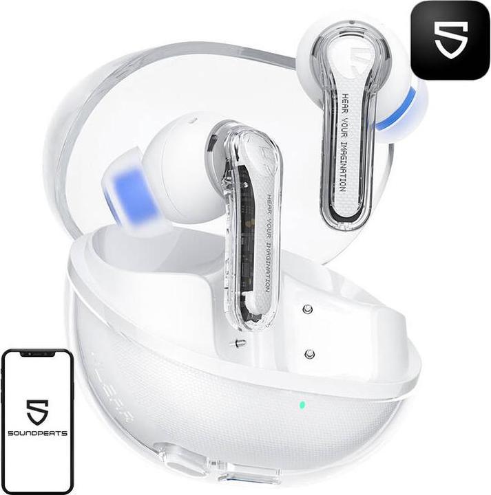 Produktbild Soundpeats Clear kabellose Earbuds weiss (20 h, Kabellos)