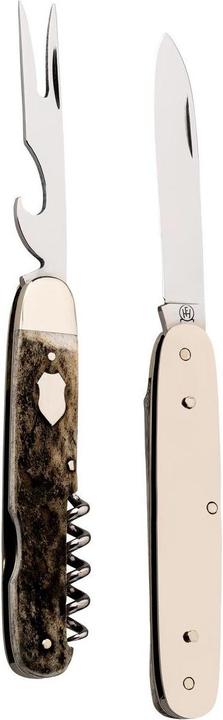 Produktbild Hartkopf-Solingen Hartkopf Taschenmesser Picknick, 3-teilig, 1.4034-Stahl, Hirschhorn, Neusilberbacken, Gravurplättch