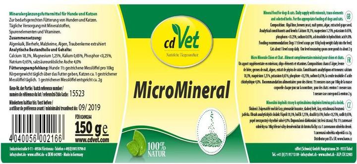 Actual product image cdVet Dog Food Supplement MicroMineral, Dog & Cat, 150 g (Senior, Adult, Junior, 1 pcs., 150 g)