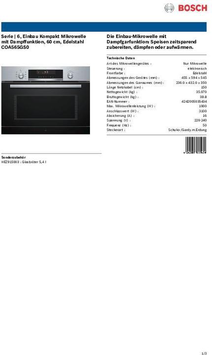 Produktbild Bosch Hausgeräte Coa565gs0