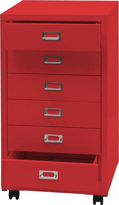Produktbild Mendler Rollcontainer HWC-L49, Metall 75x40x41cm 6 Schubladen, rot