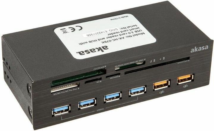 Actual product image Akasa Interconnect Ex Internal 5-Port Card Reader incl. USB 3.0 Hub (4-pin Molex, USB 2.0, USB 3.0)