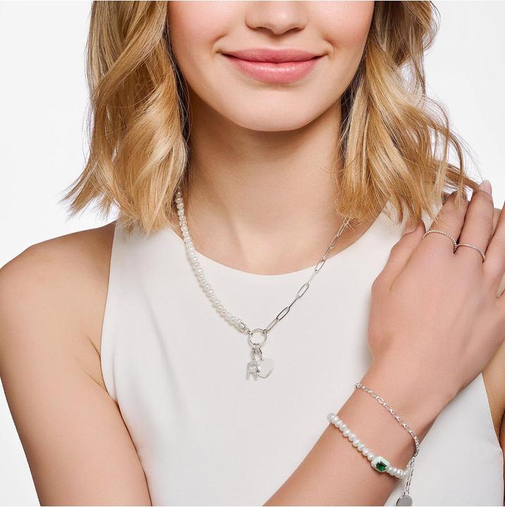 Produktbild Thomas Sabo Charm-Anhänger Buchstabe R mit Weissen Steinen Silber (925er Silber)