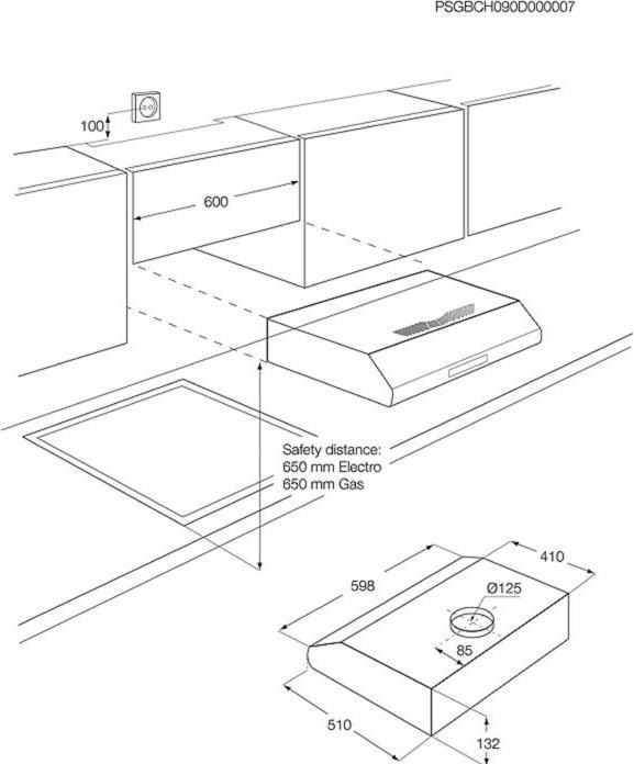 Actual product image Electrolux LFU216X Cooker Hood Wall Mounted Stainless Steel ³/h D (Wall hood)