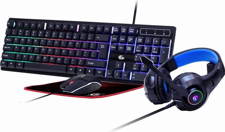 Actual product image Gembird Gaming SetinchGhostinch with 4in1 backlight keyboard mouse pad GGS-UMGL4-02 (US, Cable)