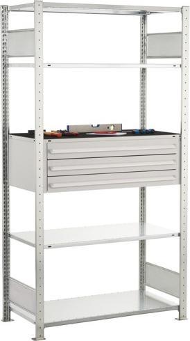 Produktbild Schulte Lagertechnik Stecksystem Grundregal MULTIplus150 mit 3 Schubladen