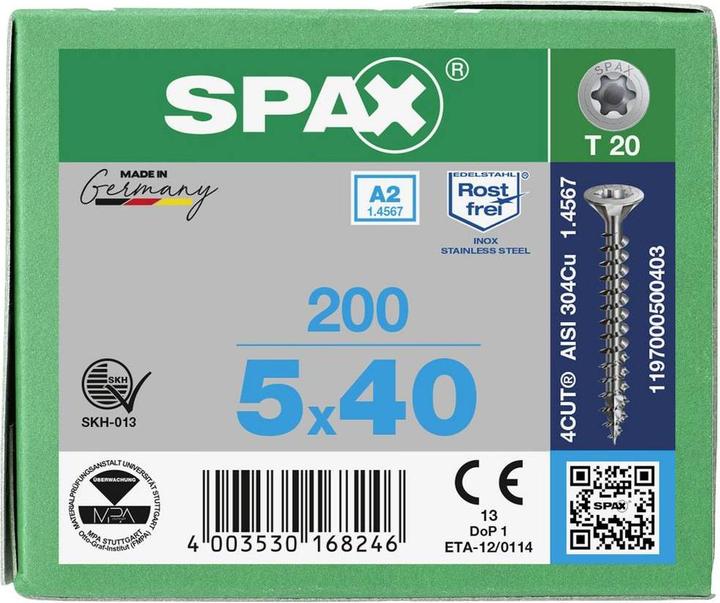 Actual product image Spax Chipboard screws A2 (200 Screws per piece)