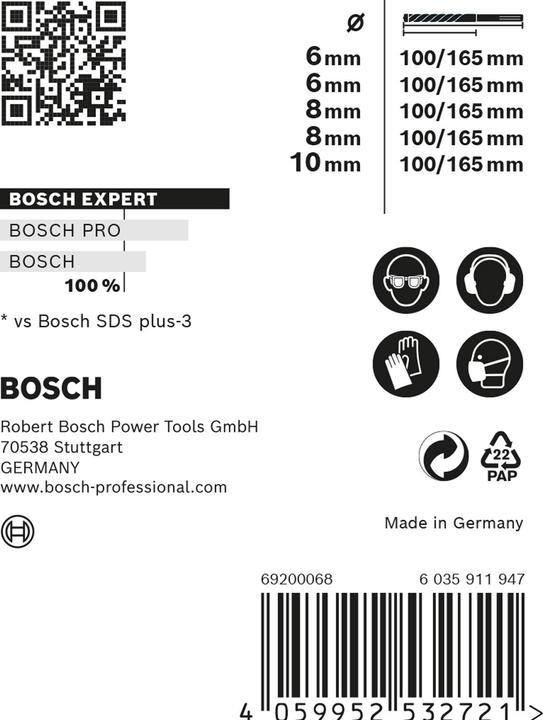 Image du produit Bosch Professional Zubehör EXPERT SDS plus-7X Set de forets marteau, 6/6/8/8/10 mm, 5 pcs. (6.0 mm, 10.0 mm, Ø 8.0 mm)