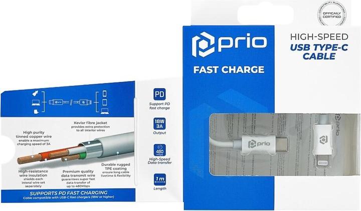 Image du produit prio Câble de chargement USB-C vers Lightning (1 m, USB 4.0)