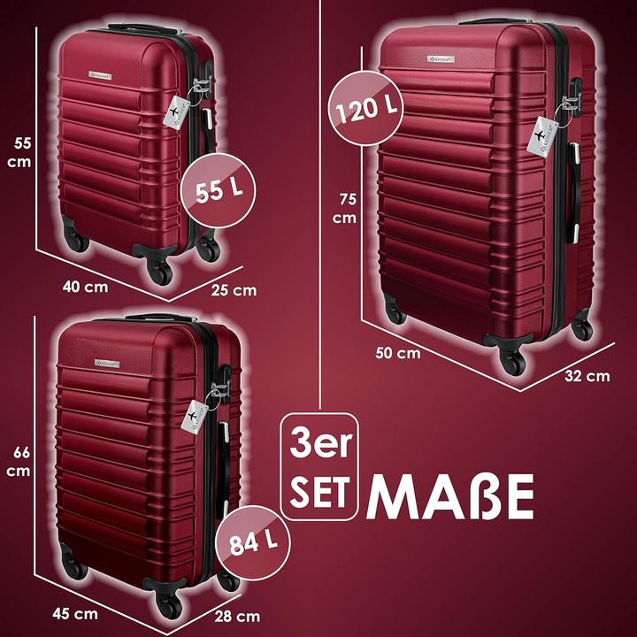 Actual product image Kesser 3tlg. Hartschalenkofferset mit Kofferwaage (120 l, M (50 - 90l), XL (from 140l))