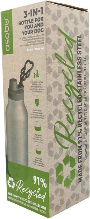 Produktbild Asobu - Dog Bowl Buddy - recycelte Edelstahlflasche mit 2 Näpfen Silber