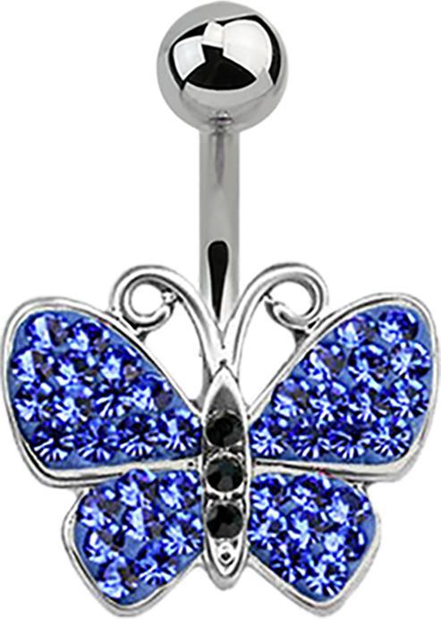 Produktbild Star Piercing Banane silber Schmetterling dunkelblau (ohne Messing, Chirurgenstahl 316L)
