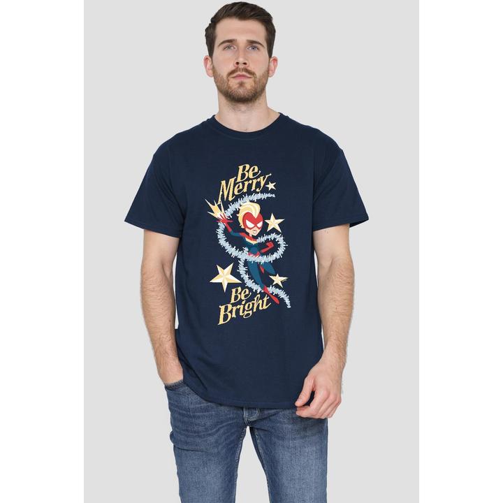Actual product image Captain Marvel Mens Be Merry Be Bright T-Shirt (L)