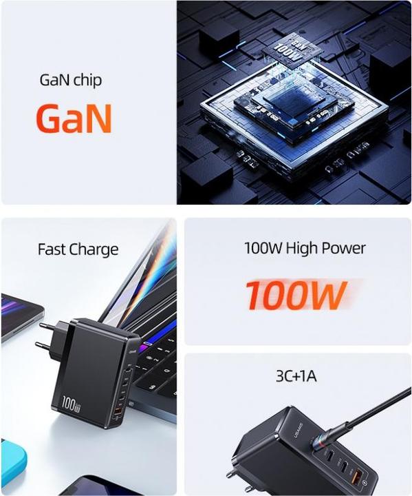 Immagine prodotto Usams Caricabatterie veloce GaN a 4 porte da 100W (100 W)