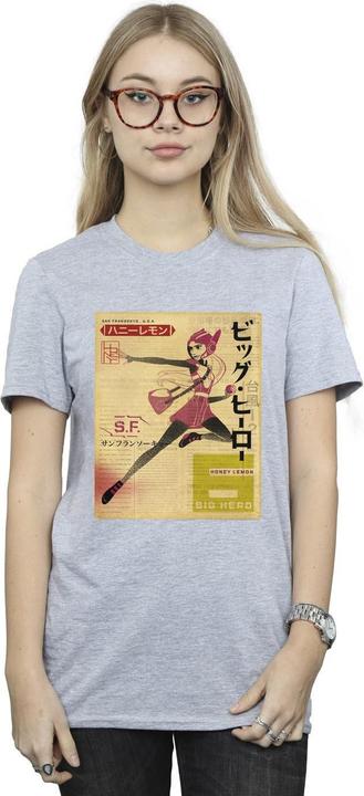 Actual product image Disney Womens/Ladies Big Hero 6 Baymax Honey Lemon Newspaper Cotton Boyfriend T-Shirt (XXL)