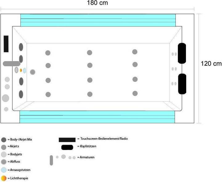 Immagine prodotto Home Deluxe Vasca idromassaggio con terapia luminosa a LED NAUTICA XL - 182x120cm (120 cm, 180 cm)
