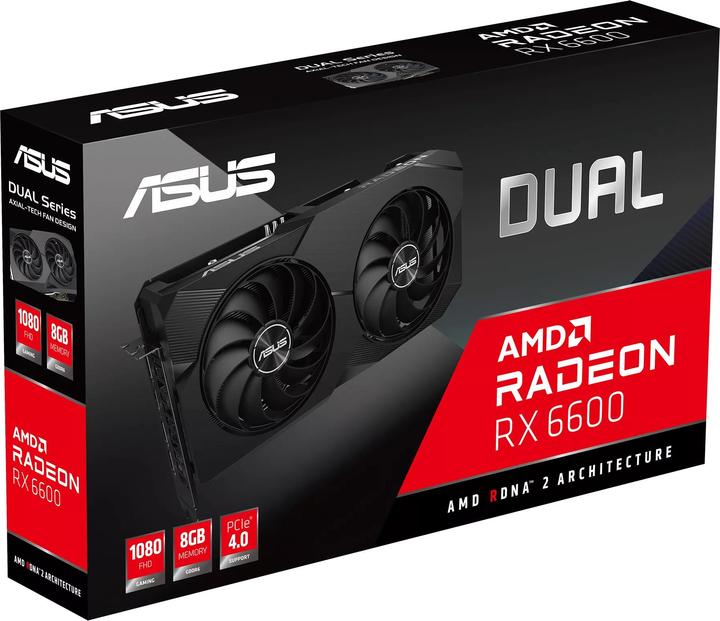 Actual product image ASUS DUAL-RX6600-8G-V2,HDMI,DP,Active (8 GB)