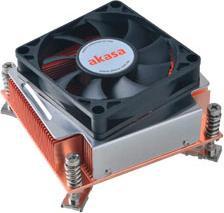 Akasa Intel 2U All copper active cooler for LGA 1156/1366 with 70mm auto thermal fan
