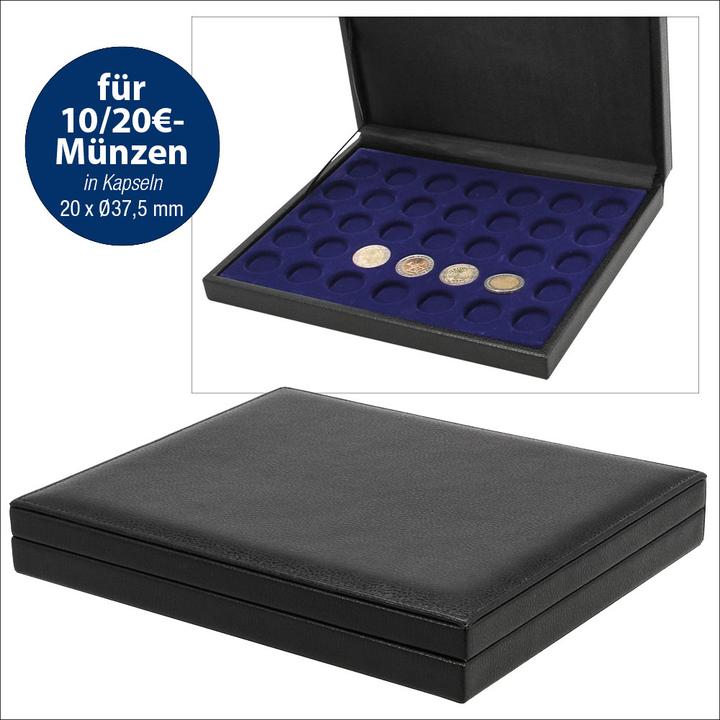 Immagine prodotto Schwäbische Albumfabrik Cassette portamonete con rivestimento in pelle di lusso e inserto in velluto blu royal per 20 (2022)