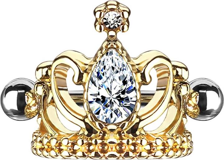 Image du produit Star Piercing Micro Barbell vergoldet Tiara mit Kristall silber (Acier chirurgical 316L, Laiton)