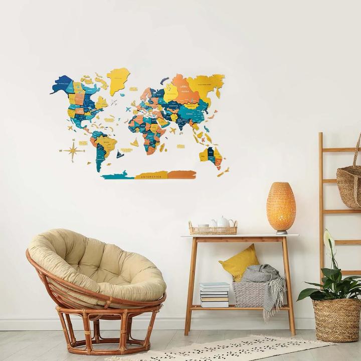 Immagine prodotto Enjoy The Wood Mappa del mondo in 3D (90 x 150 cm)