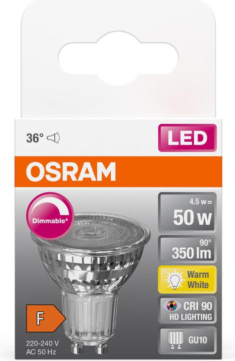 Productafbeelding Osram LED-reflector (GU10, 4.50 W, 350 lm, 1 x, F)