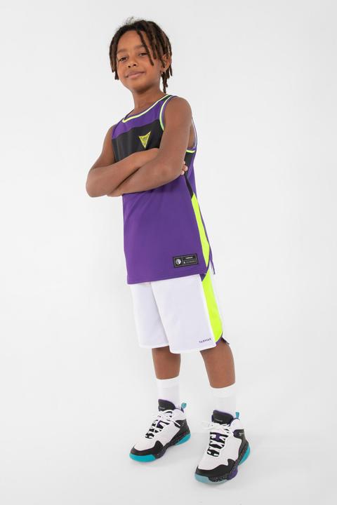 Immagine prodotto Tarmak Scarpe da basket intermedie da bambino SS500H - Bianco/Nero/Viola (34)