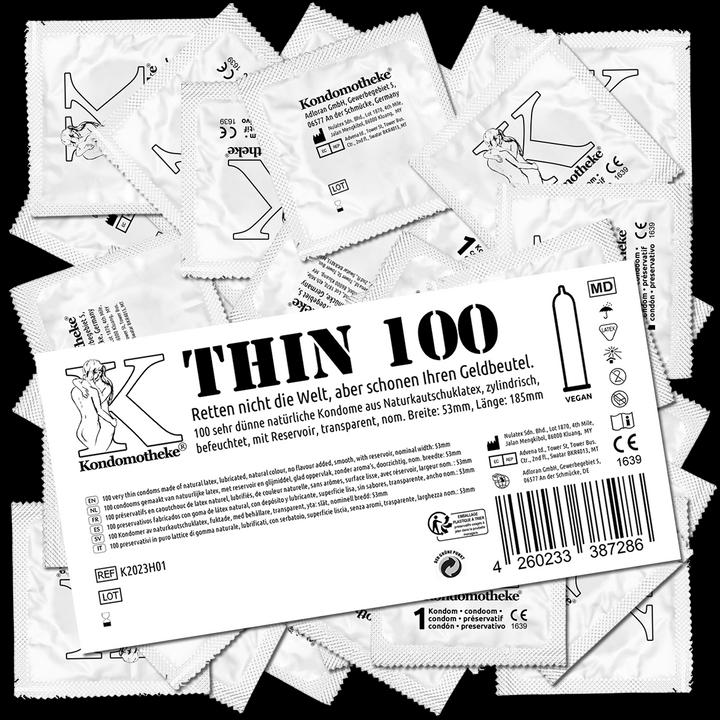 Kondomotheke THIN» 100 extra dünne Kondome für ein natürliches Gefühl - die preiswerten Kondome zum (100 Stk.)