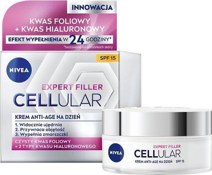 Produktbild NIVEA Hyaluron Cellular Filler + Ujędrnienie SPF15 przeciwzmarszczkowy krem na dzień 50ml (50 ml, Tagescreme, SPF 15)