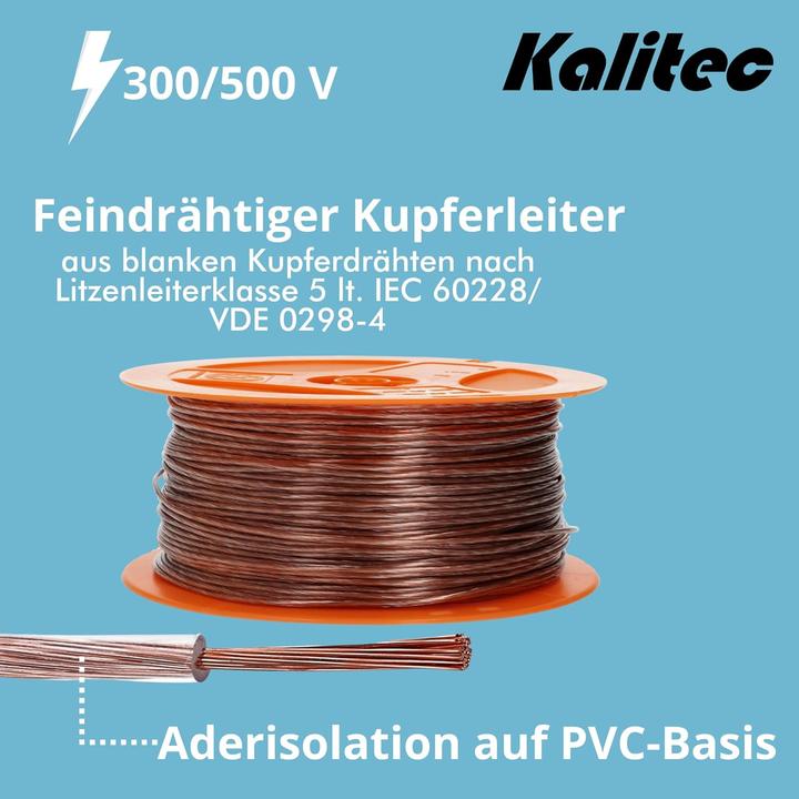 Immagine prodotto Kalitec 10 Meter H05V-K (X05V-K) 1 mm² transparent Verdrahtungsleitung I Aderleitung flexibel PVC Ei (10 m)