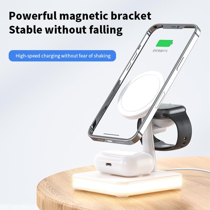 Actual product image PhoneLook Fast Charge 4 in 1 Wireless Charging Station incl. MagSafe + LED Light (25 W)