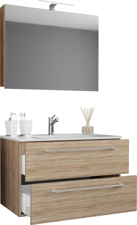 Immagine prodotto VCM Lavabo 3 pezzi Lavabo Badinos 2 cassetti Armadio a specchio