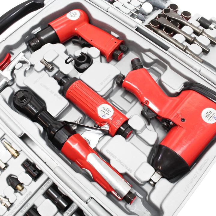 Immagine prodotto Wiltec Set di utensili pneumatici ad aria compressa 71 pezzi, tra cui avvitatore a impulsi, martello (1/4")