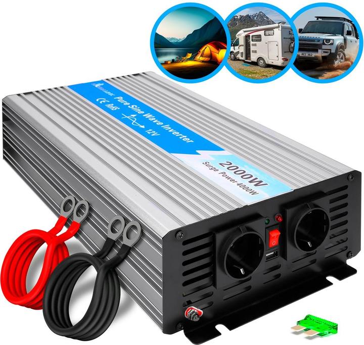 Productafbeelding Extralink SPANNINGSOMVORMER 12V - 230V, 2000W, ZUIVERE SINUS OPIP-2000W