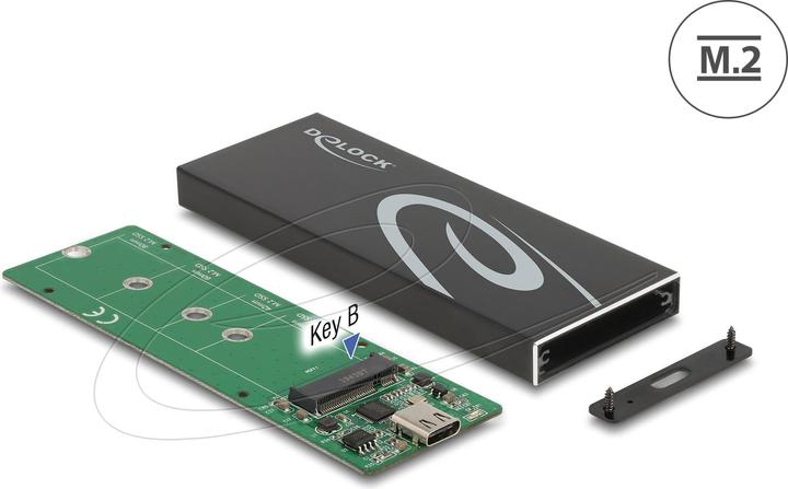 Productafbeelding Delock Externe behuizing voor M.2 SATA SSD met USB Type-C™ aansluiting (M.2 2280, M.2 2260, M.2 2242, M.2 2230)