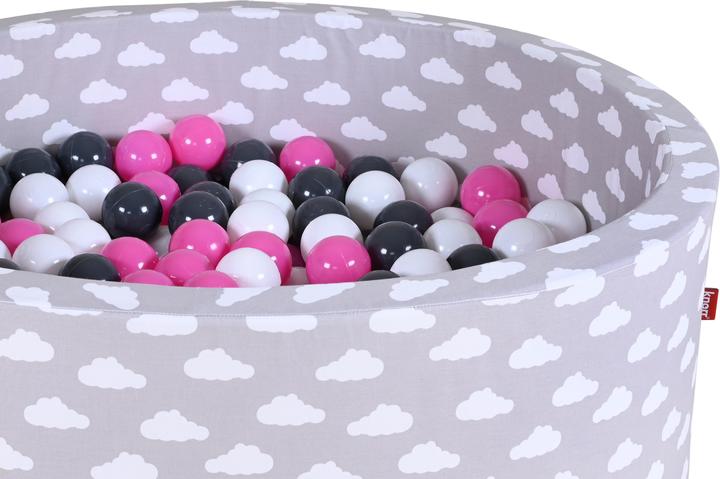 Produktbild Knorrtoys Bällebad soft - "Grey white clouds" - 300 balls creme/grey/rose (ca. 6cm Durchmesser)