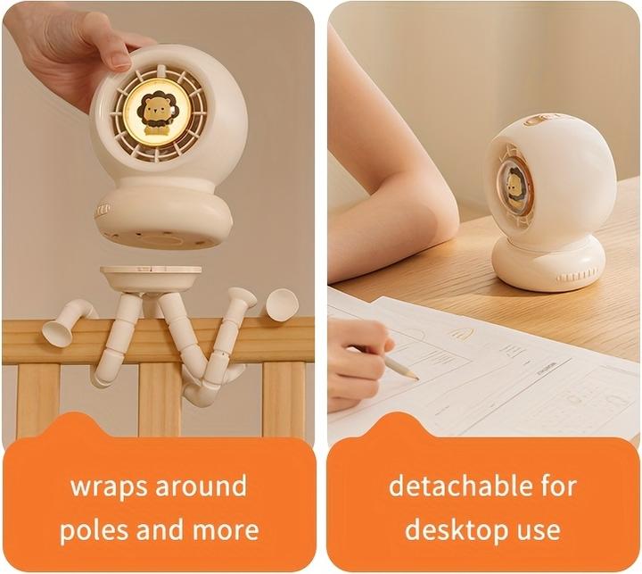 Image du produit PhoneLook Ventilateur portable look bébé enfant avec trépied flexible pour voiture / voyage / poussette
