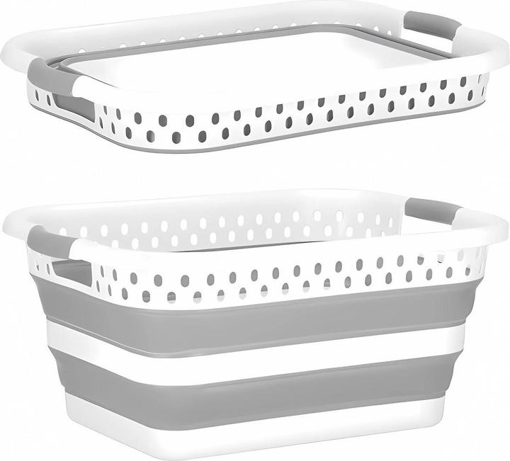 Produktbild König Design Wäschekorb Faltbar Wäschesammler Wäschebox Wäschetonne Aufbewahrungskorb Grau (36 l)