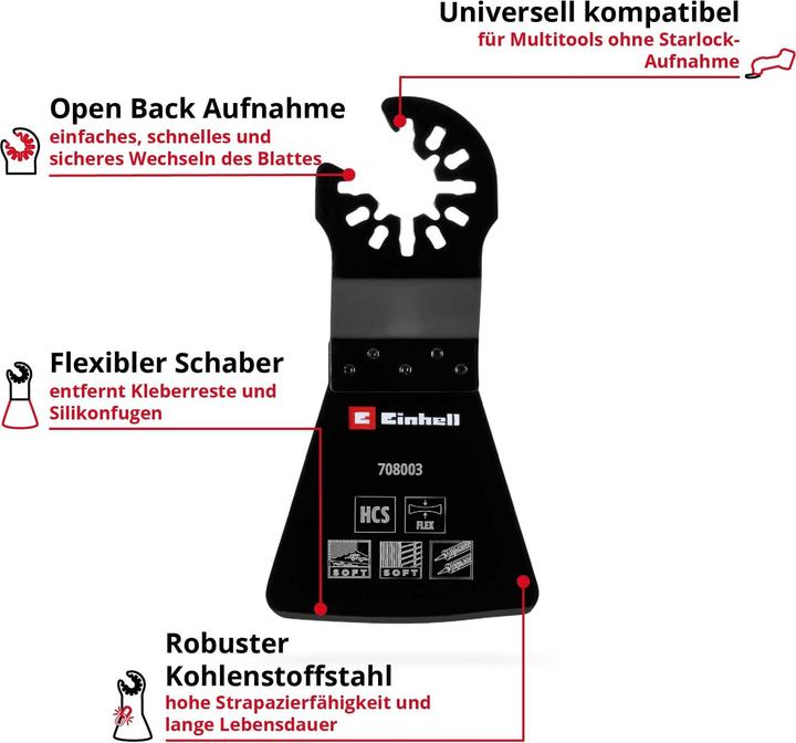 Produktbild Einhell Schaber, 708003, HCS, Flexibel, 52 mm