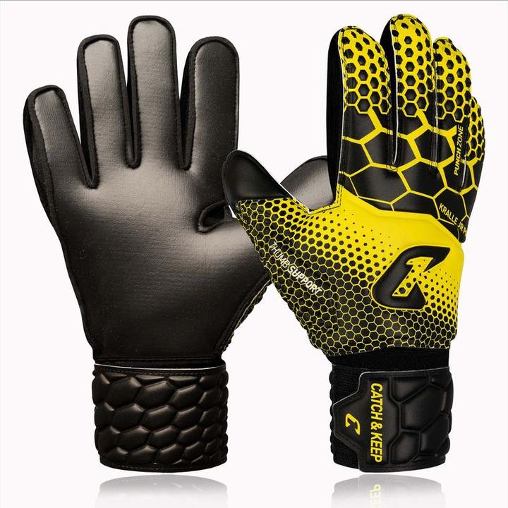 Catch & Keep Fussballhandschuhe Kralle Junior Pro 3.0 Gr. 6 Gelb Torwart Keeper Goalie Handschuhe (6)