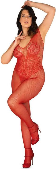Produktbild Obsessive Bodysuit Ouvert aus Netz mit Blumenmuster (XL, XXL)
